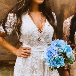 Southern Fried Chicks White Lace Dress XL Short